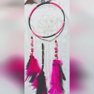 Pink and black dream catcher by colorful creations